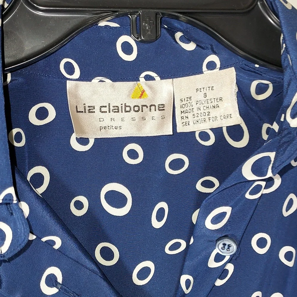 Rouje Look Liz Claiborne Blue and White Casual Button Front Dress 8p 38 - Picture 4 of 9